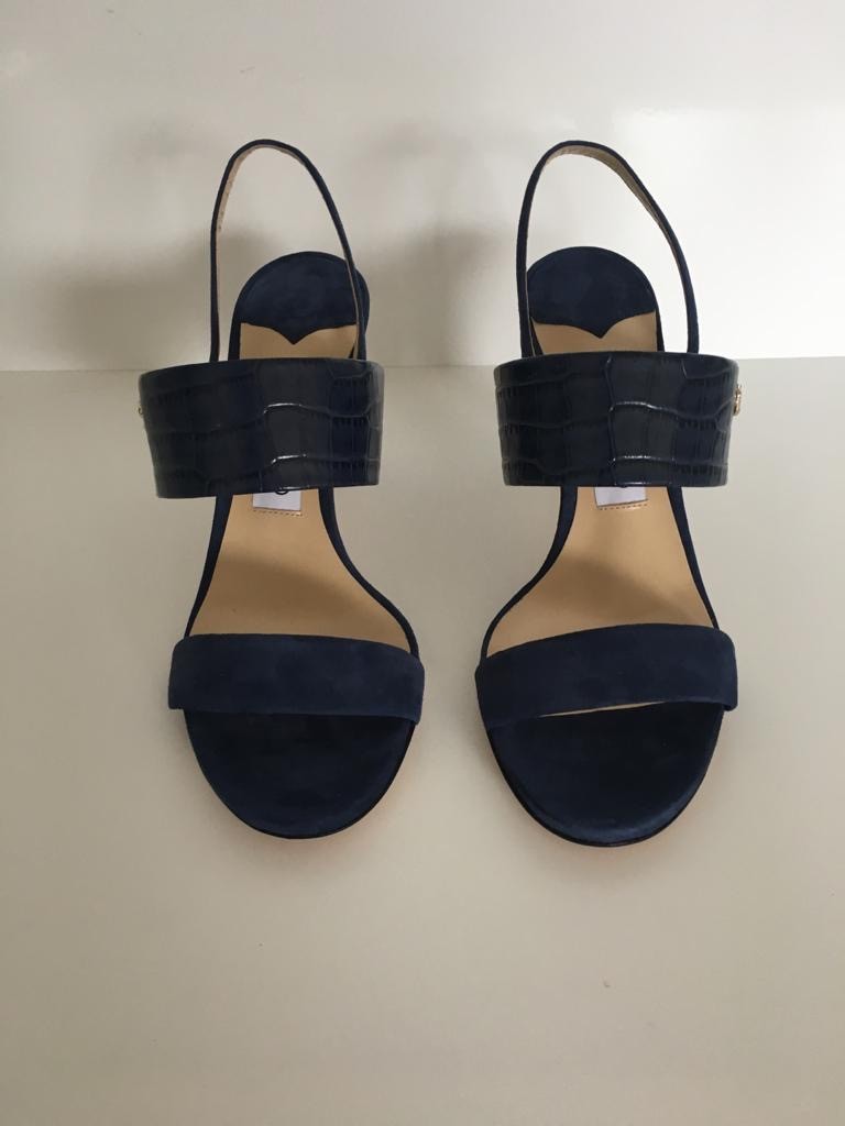 Jimmy Choo Salise Sling-Back 85mm Sandals Size 37 Blue suede