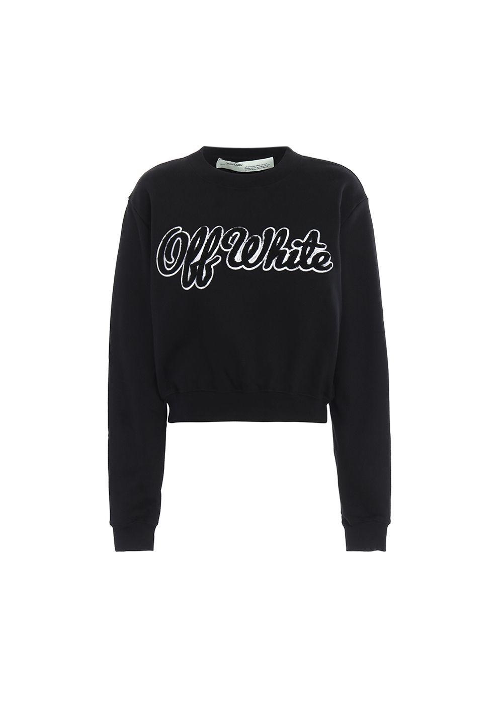 Off White Logo Embroidered Black Cotton Sweatshirt Size S