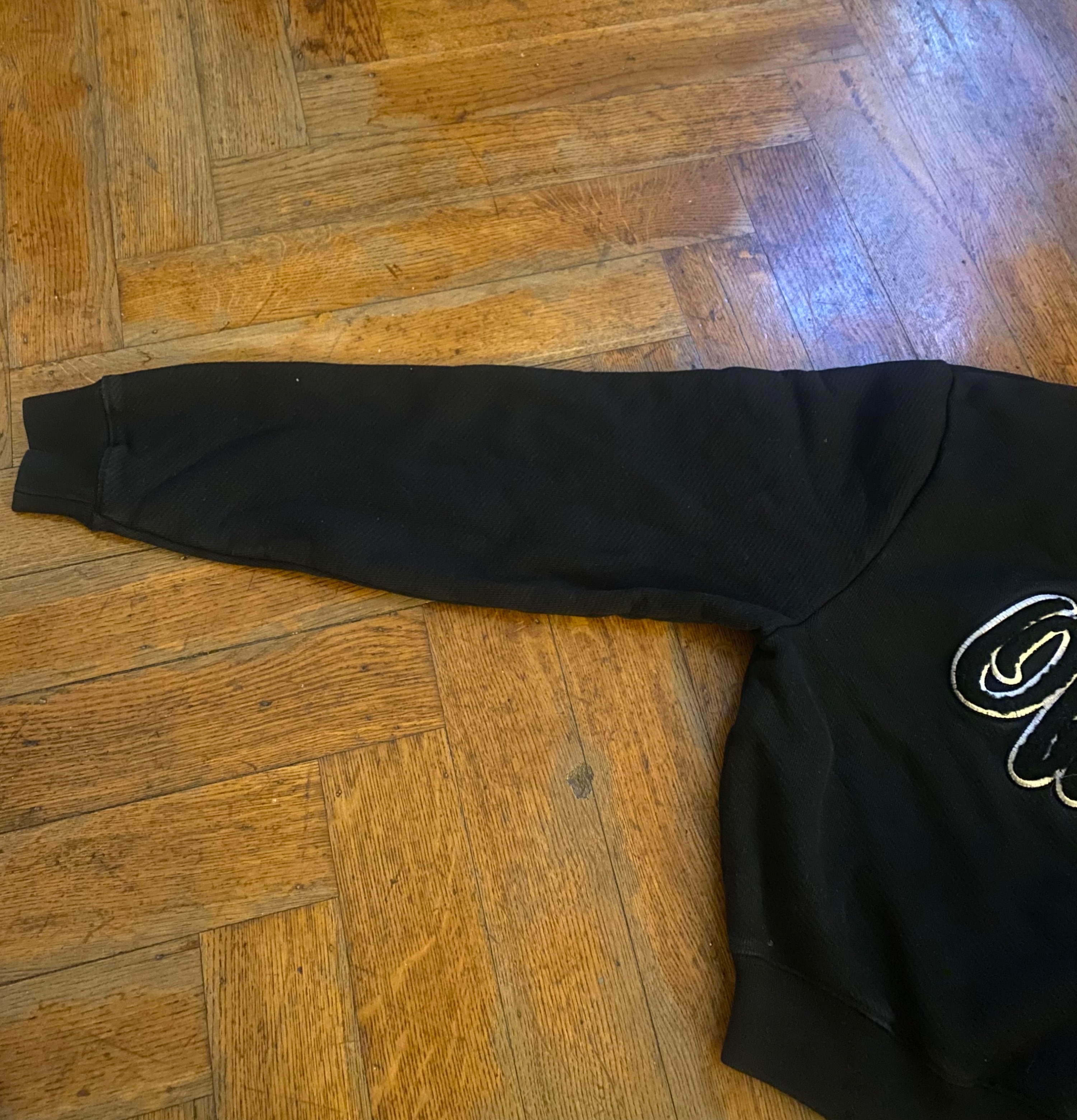 Off White Logo Embroidered Black Cotton Sweatshirt Size S