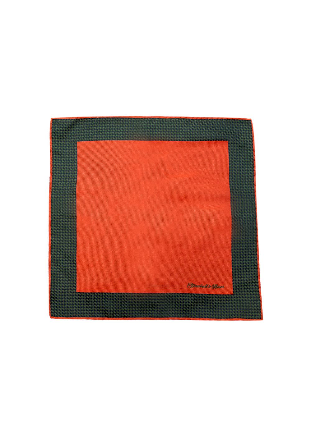 Men's Turnbull Asser Orange and Green Pocket Square silk