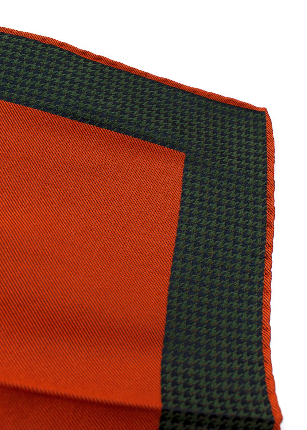 Men's Turnbull Asser Orange and Green Pocket Square silk