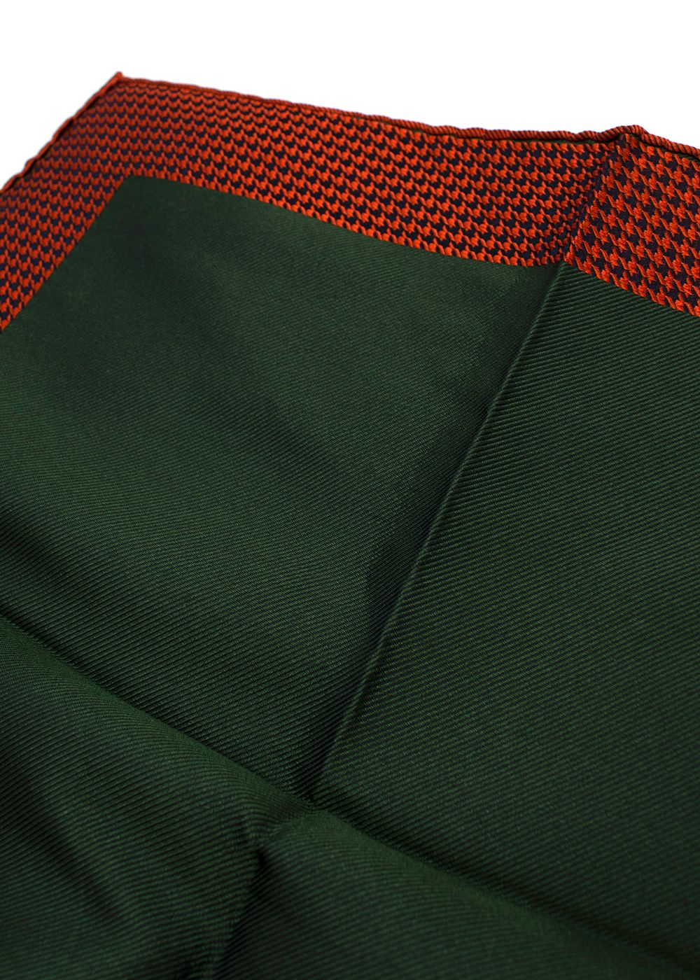 Men's Turnbull Asser Orange and Green Pocket Square silk