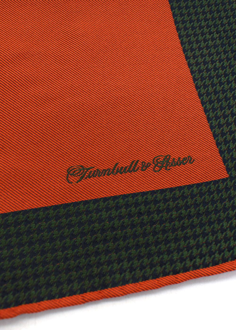 Men's Turnbull Asser Orange and Green Pocket Square silk