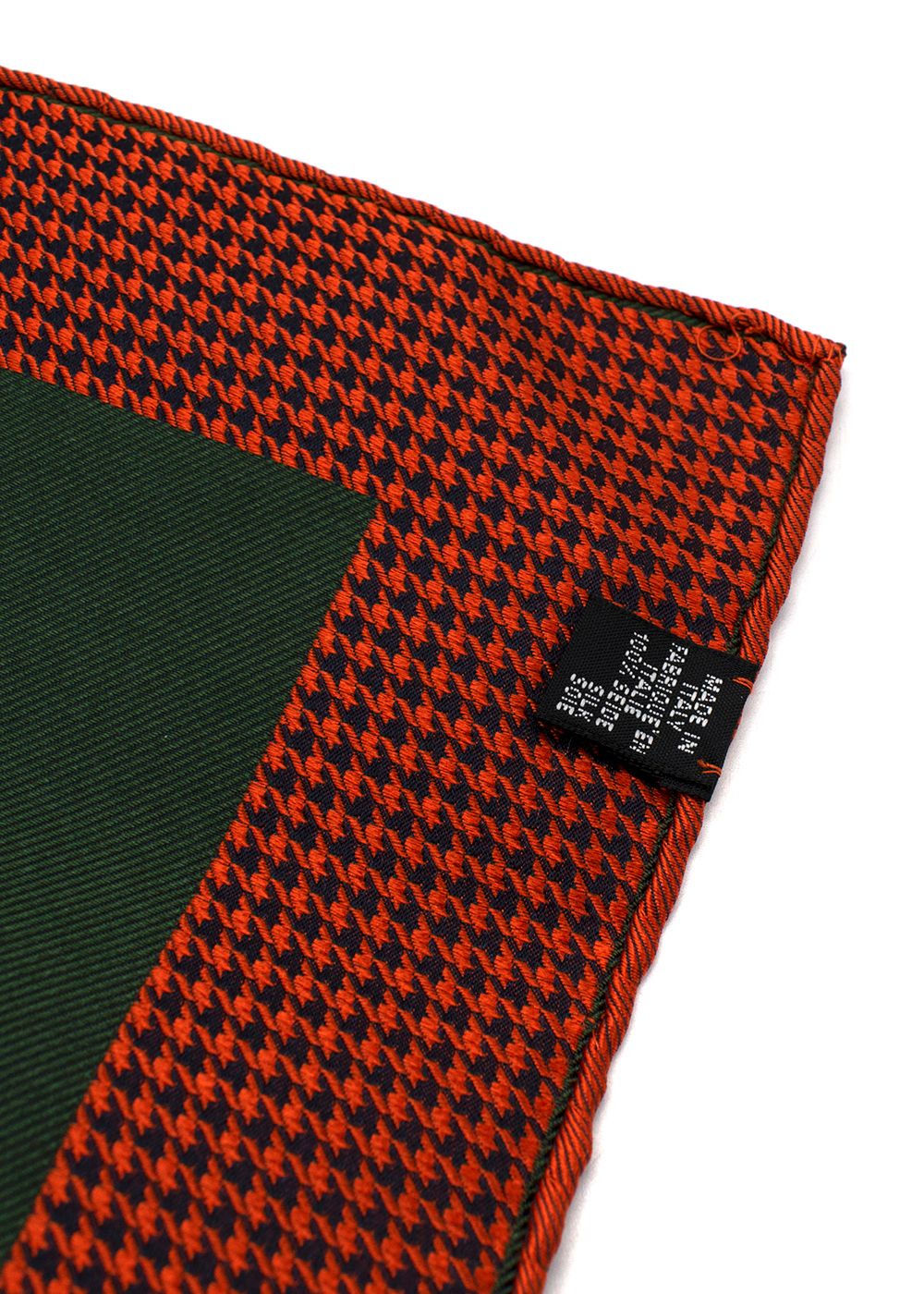 Men's Turnbull Asser Orange and Green Pocket Square silk