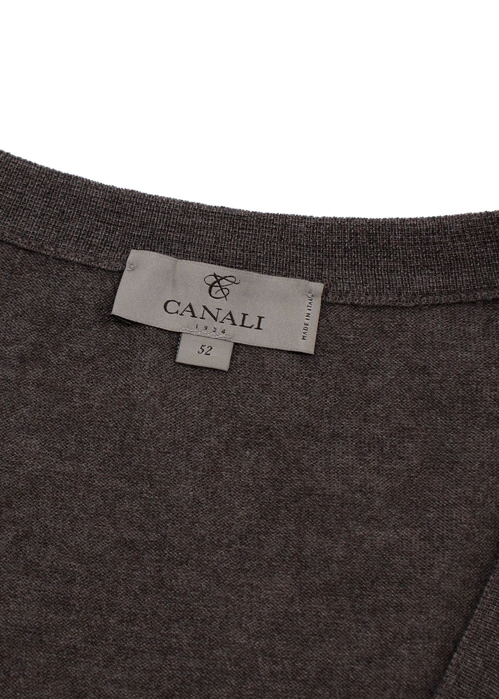 Men's Canali Taupe Wool Fine Cardigan Size S Brown