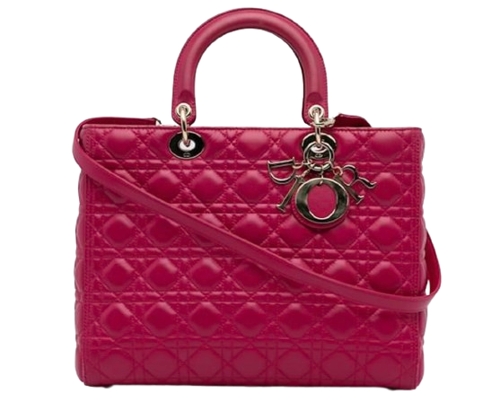 Preowned Dior Pink Large Lady Dior Size L leather