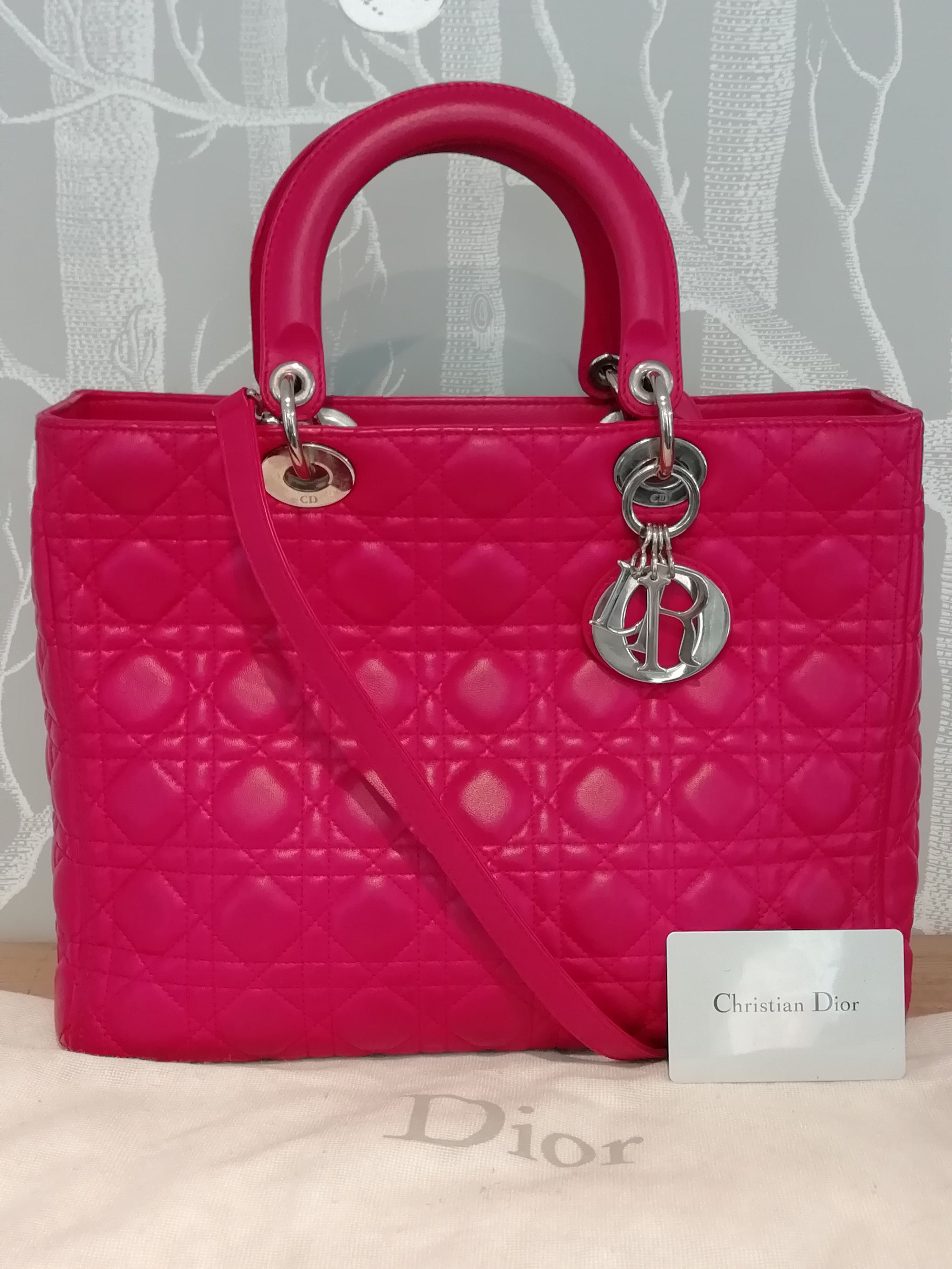 Preowned Dior Pink Large Lady Dior Size L leather