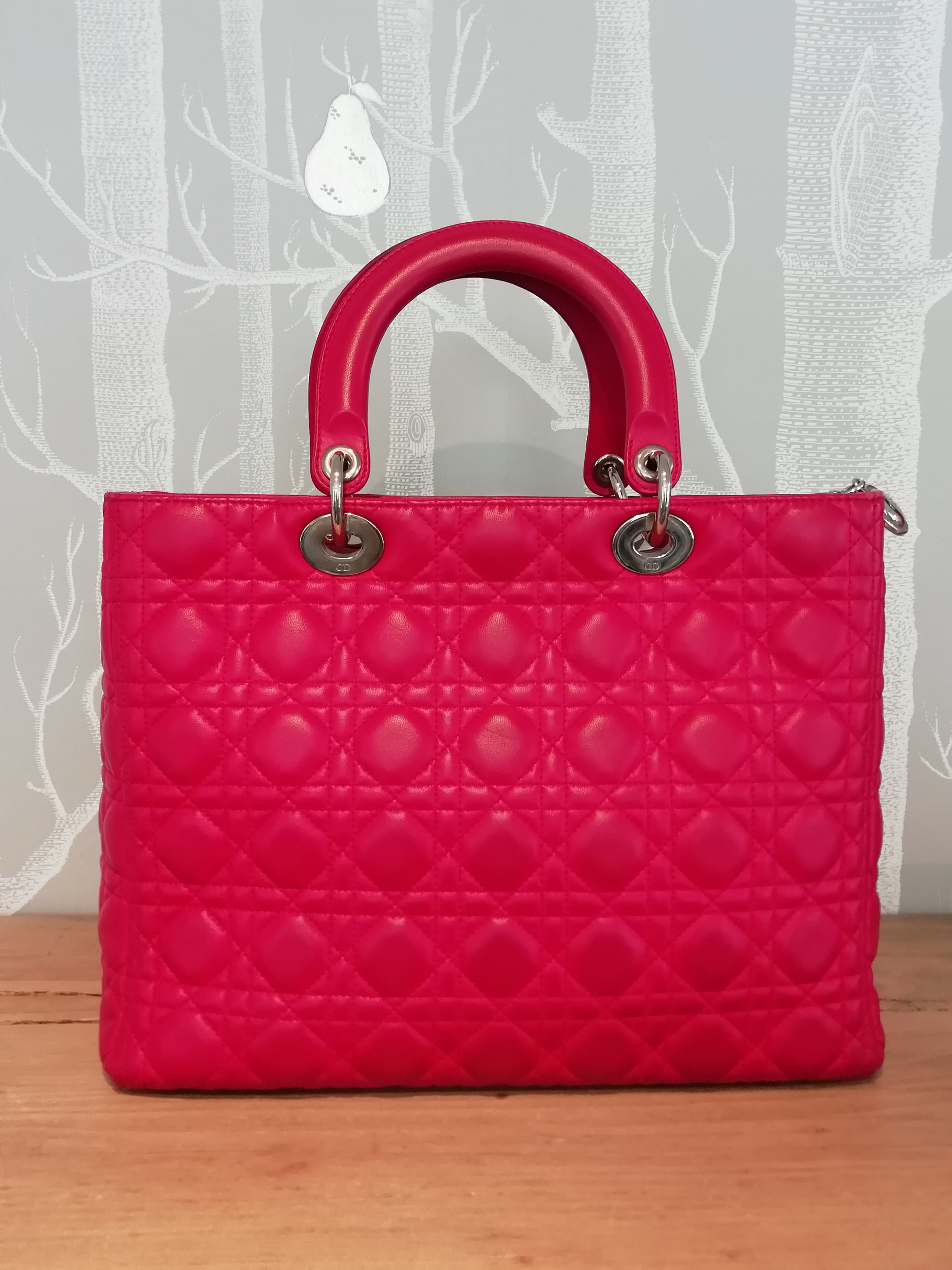 Preowned Dior Pink Large Lady Dior Size L leather