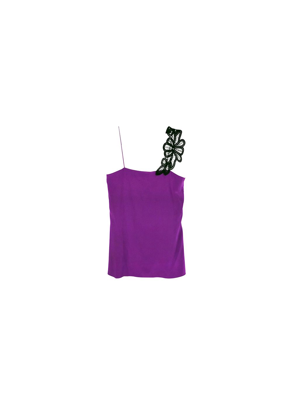 Victoria Beckham Purple silk crepe lace strap camisole Size XS Plum/Black