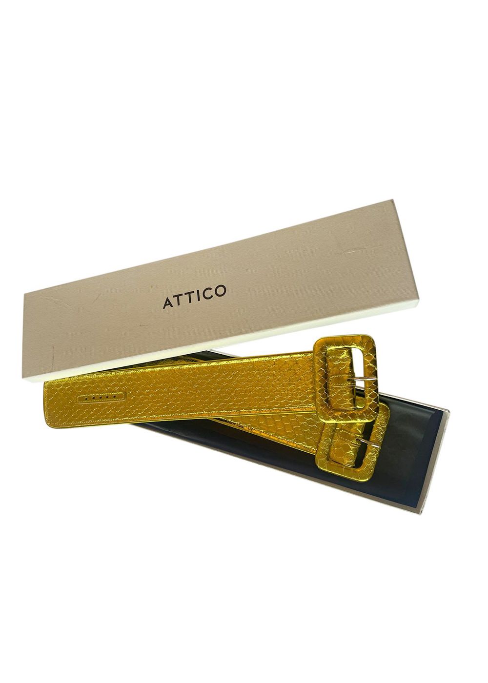 The Attico Metallic Gold Croc Embossed Belt leather