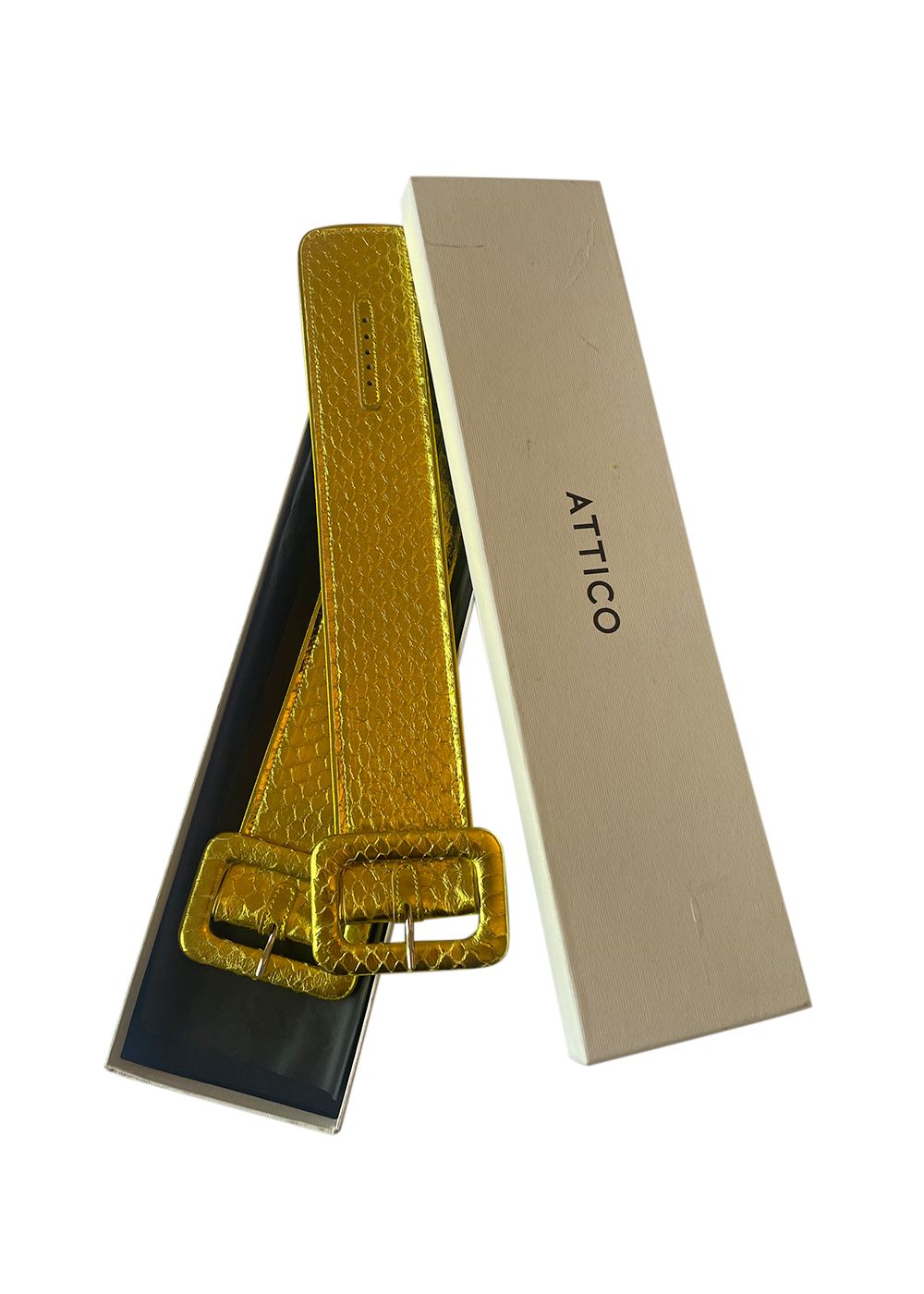 The Attico Metallic Gold Croc Embossed Belt leather