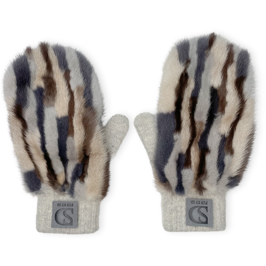 FurbySD mink  cashmere mittens Multi-Coloured / Stripes