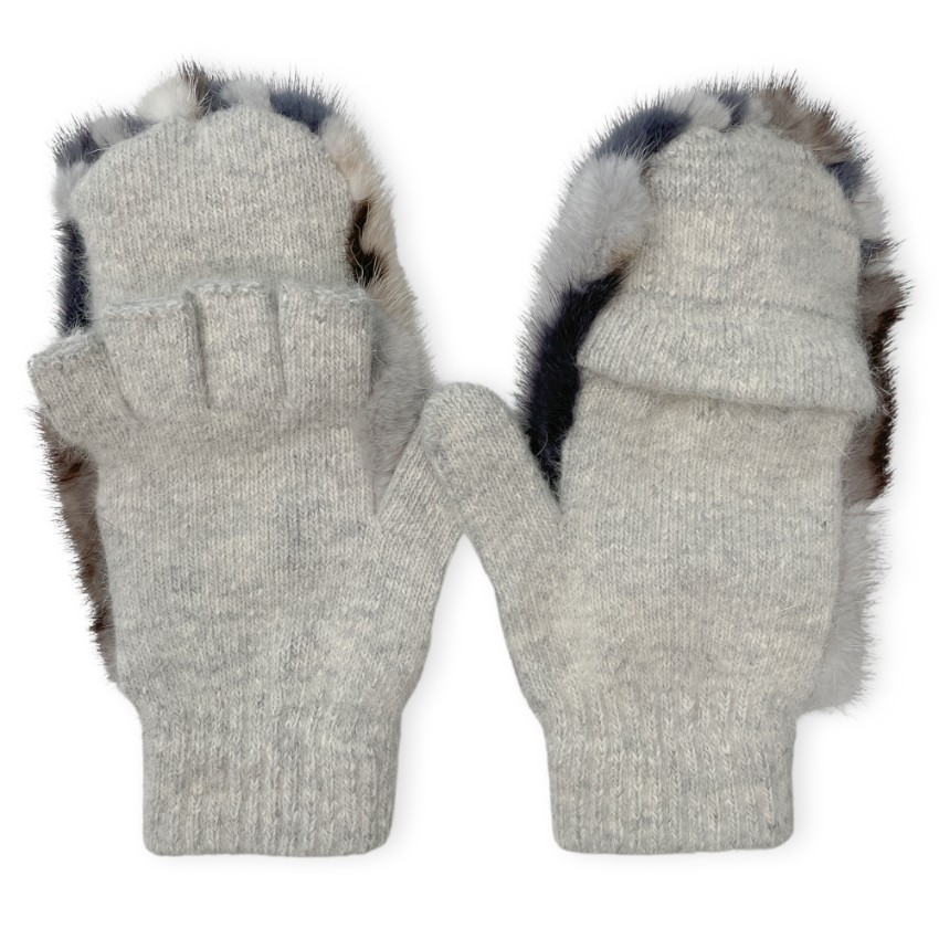 FurbySD mink  cashmere mittens Multi-Coloured / Stripes