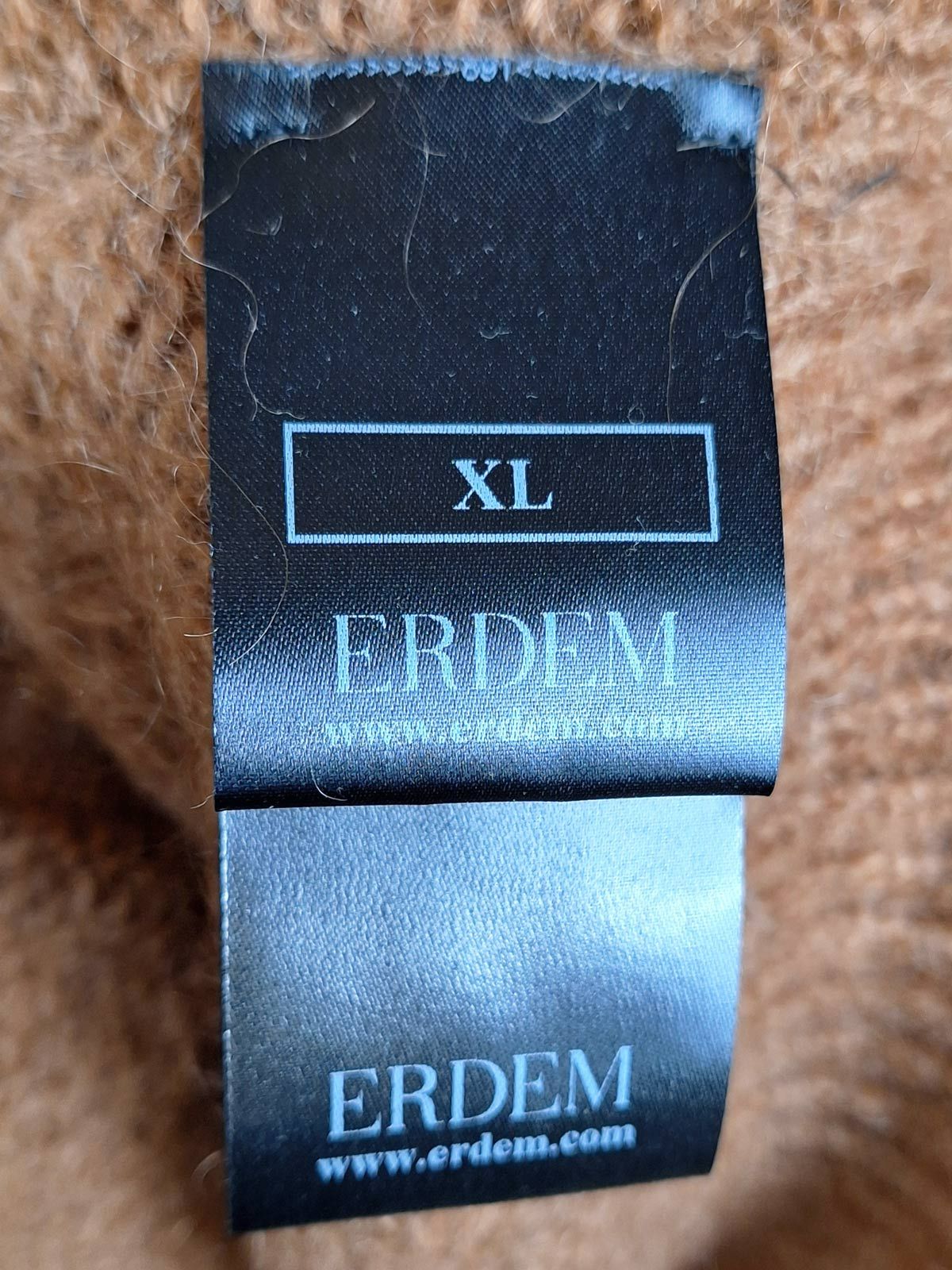 Erdem Camel Marcilly Cardigan with Crystal Button Detail Size XL Brown mohair/wool/polyamide