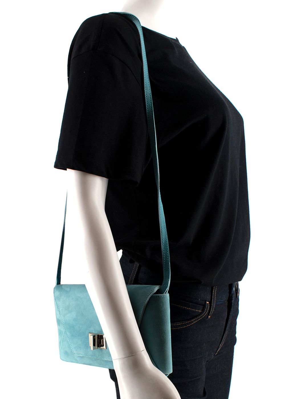 Preowned Natan Turquoise Suede Shoulder Bag