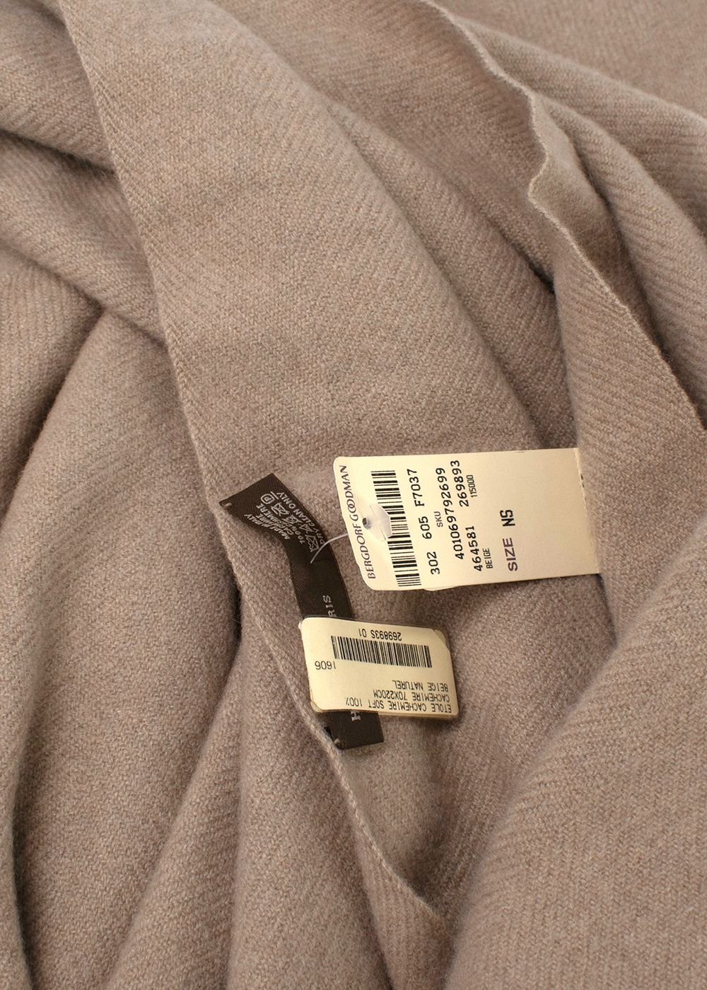 Hermes Beige Cashmere Scarf