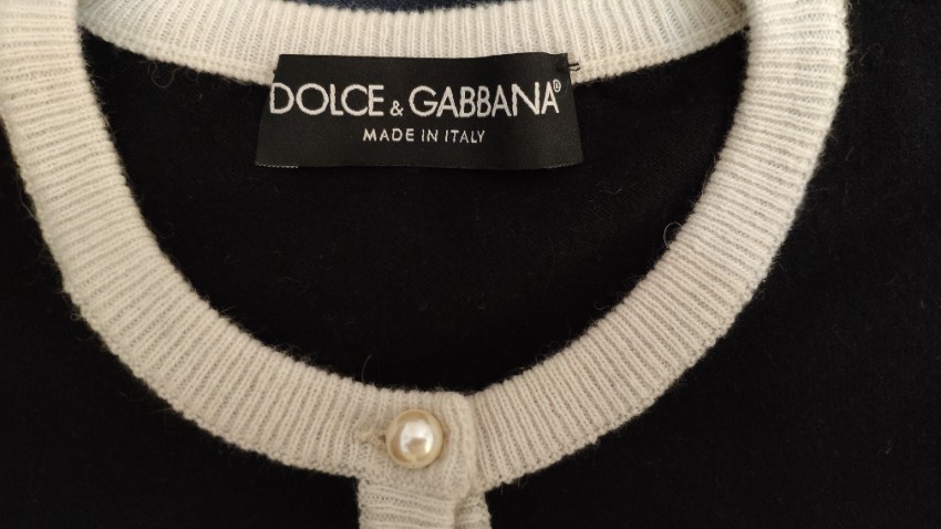 Preowned Dolce  Gabbana Black  White Knit Cardigan Size XXS viscose