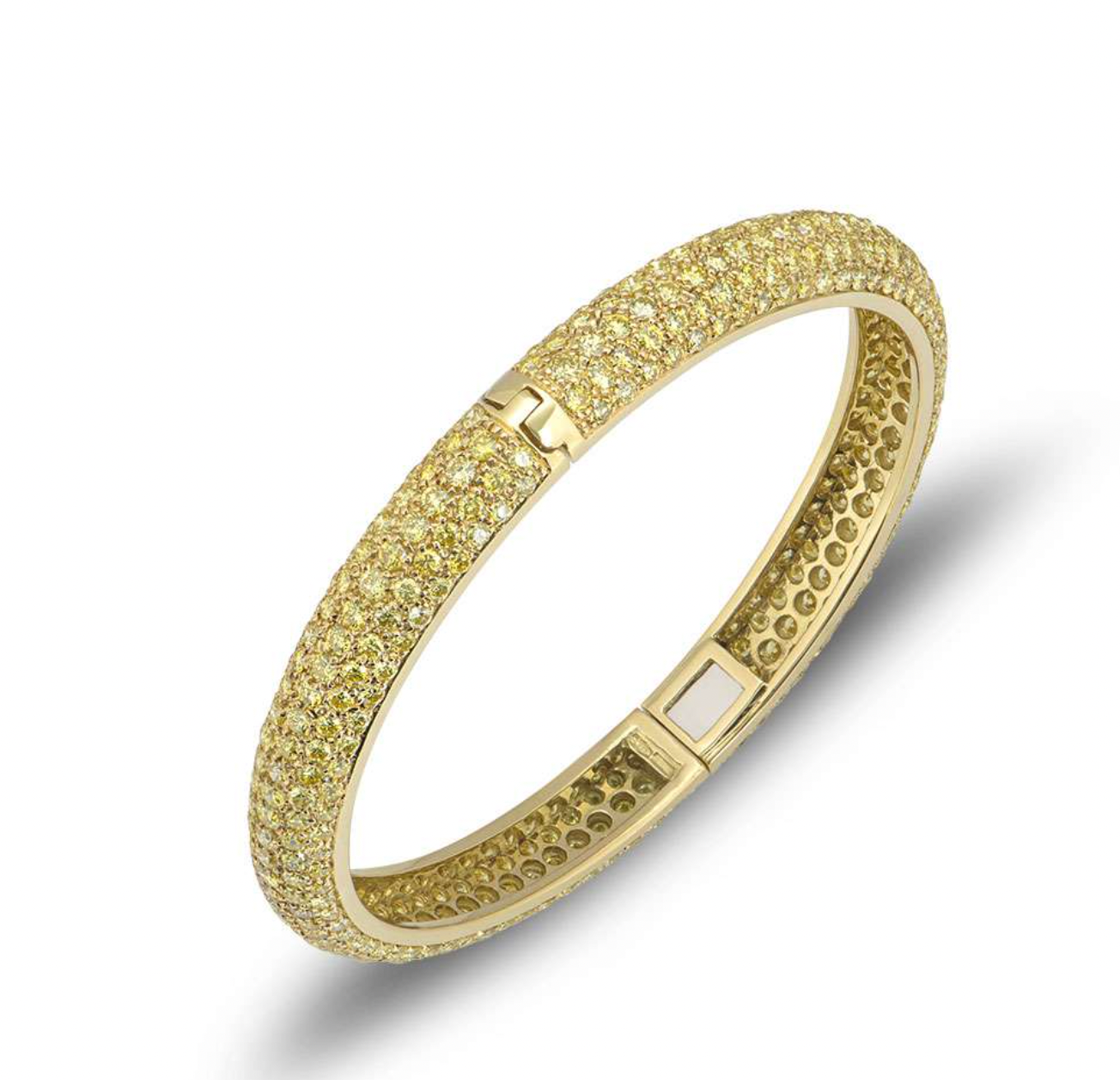 Preowned 18ct yellow gold  yellow diamond hinged bangle 560ct TWD