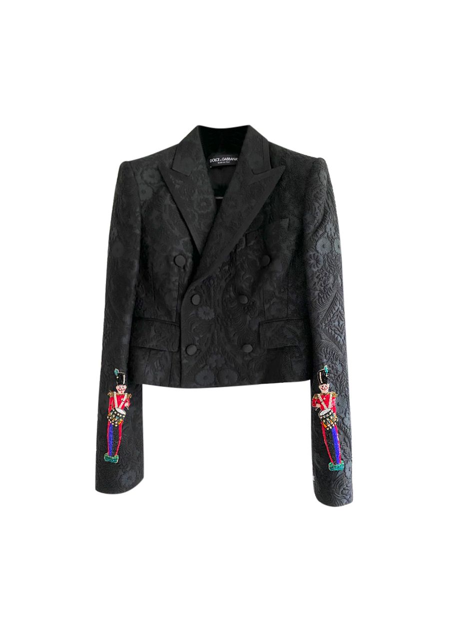 Dolce  Gabbana embroidered black jacquard jacket Size M cotton