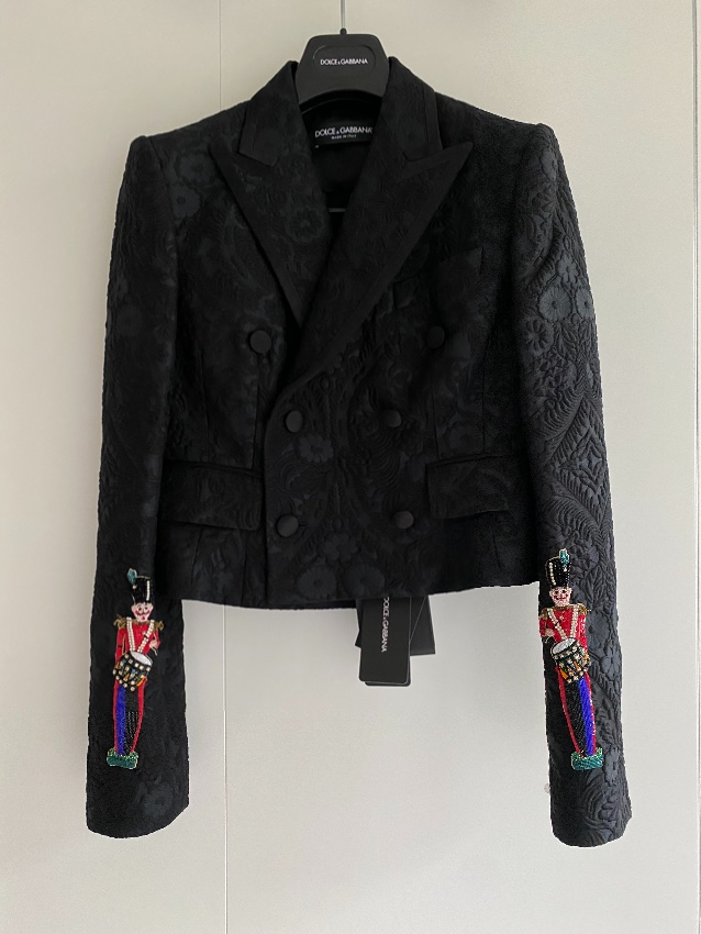 Dolce  Gabbana embroidered black jacquard jacket Size M cotton