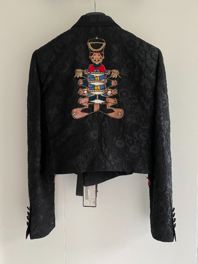 Dolce  Gabbana embroidered black jacquard jacket Size M cotton