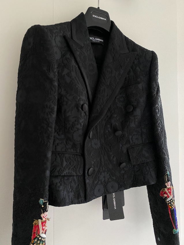 Dolce  Gabbana embroidered black jacquard jacket Size M cotton