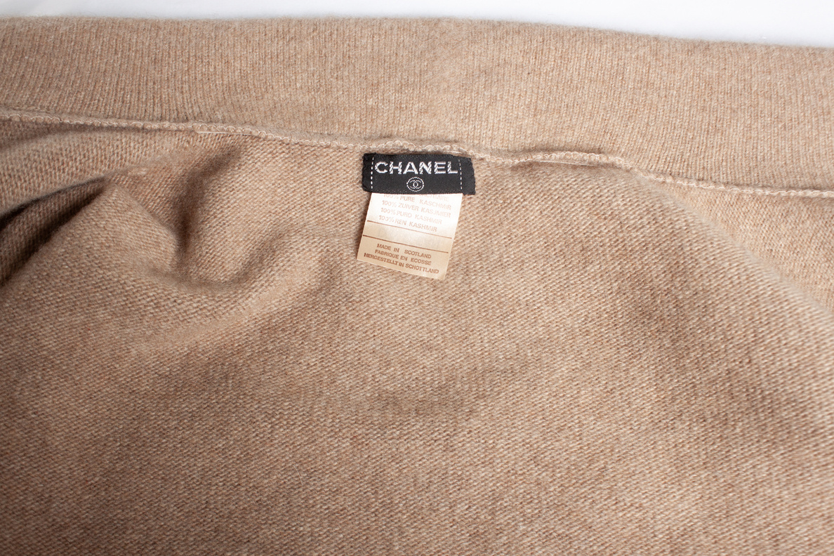 Preowned Chanel Beige Cashmere Crossover Cardigan Size 38 brown | tan wool/hair/cashmere