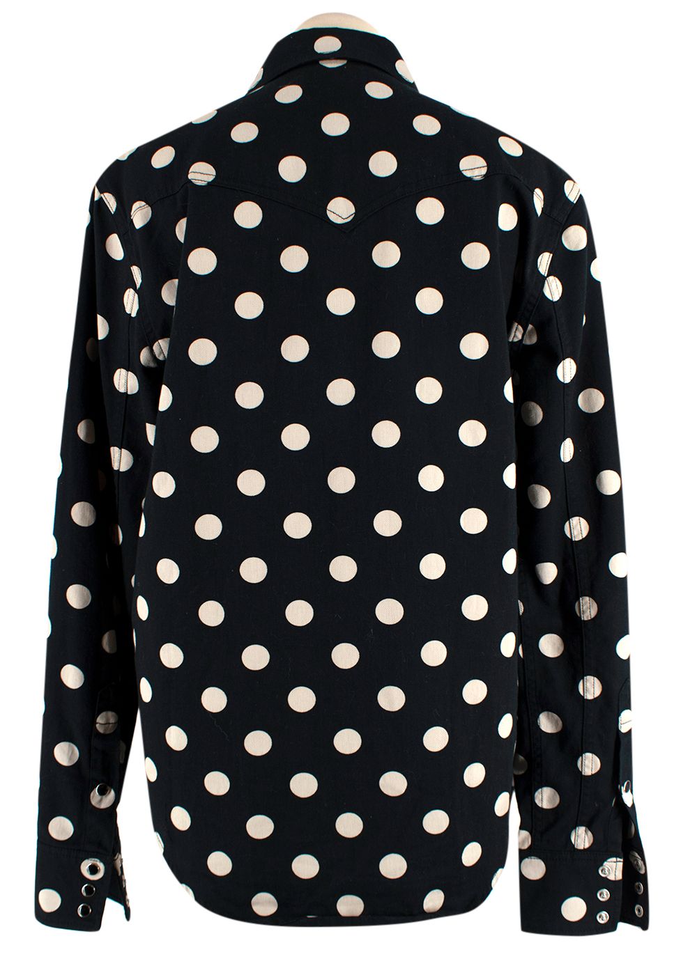 Preowned Saint Laurent Black Polka Dot Cotton Shirt Jacket Size L black and white