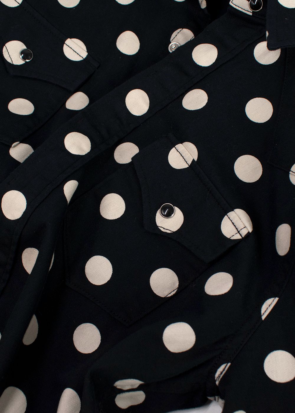 Preowned Saint Laurent Black Polka Dot Cotton Shirt Jacket Size L black and white