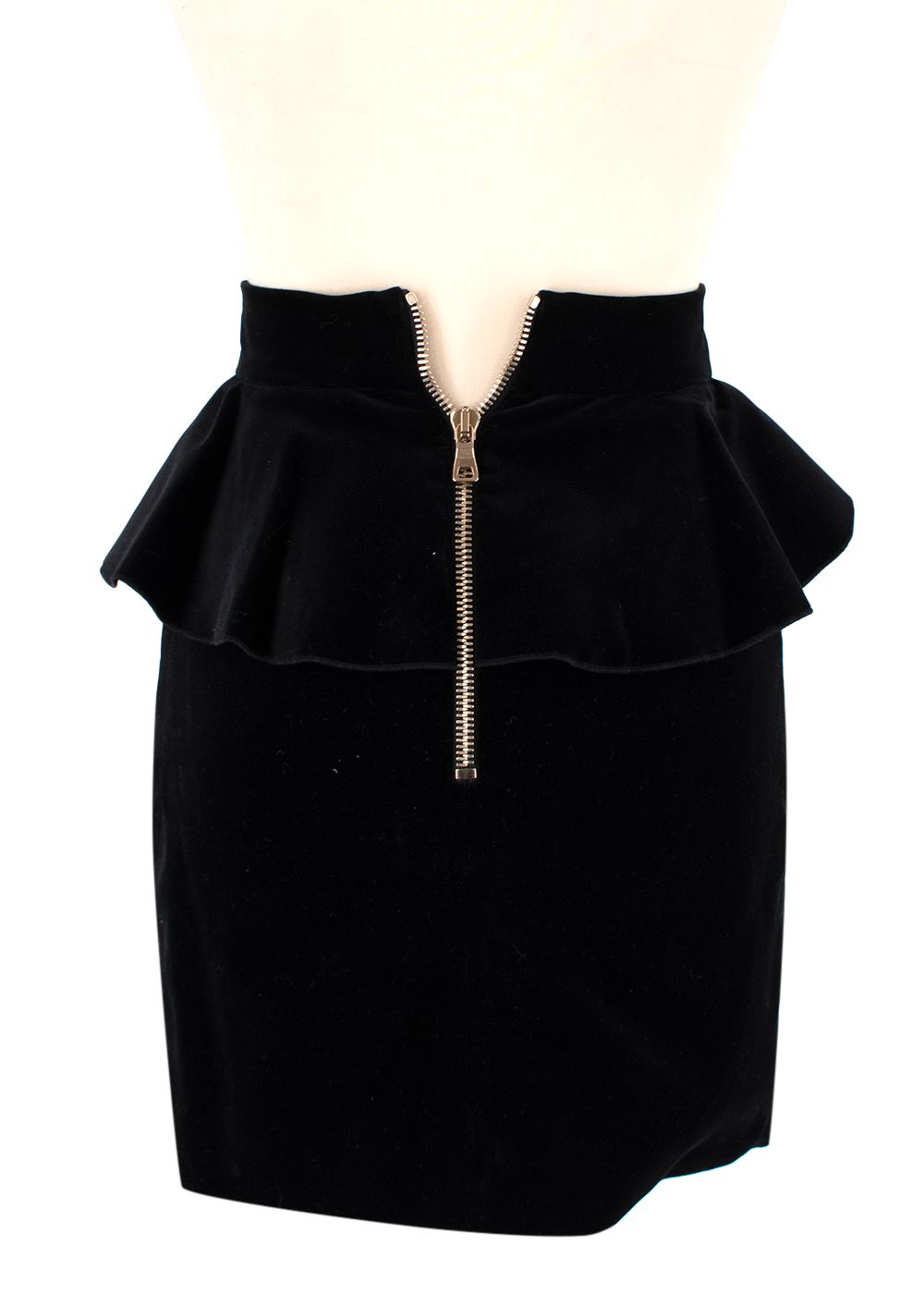 Balmain Black Velvet Ruffled Skirt Size XXS