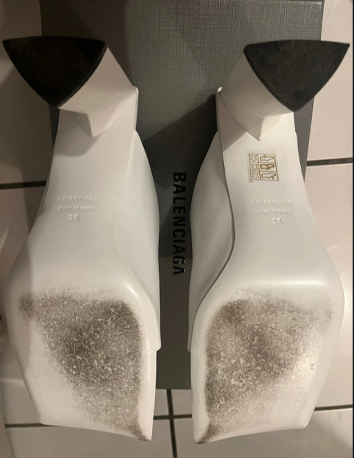 Preowned Balenciaga White Moon Heeled Mules Size 39 leather