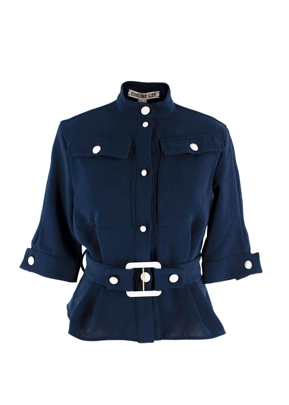 Edeline Lee Navy Belted Chromatic Shacket Size XS polyester