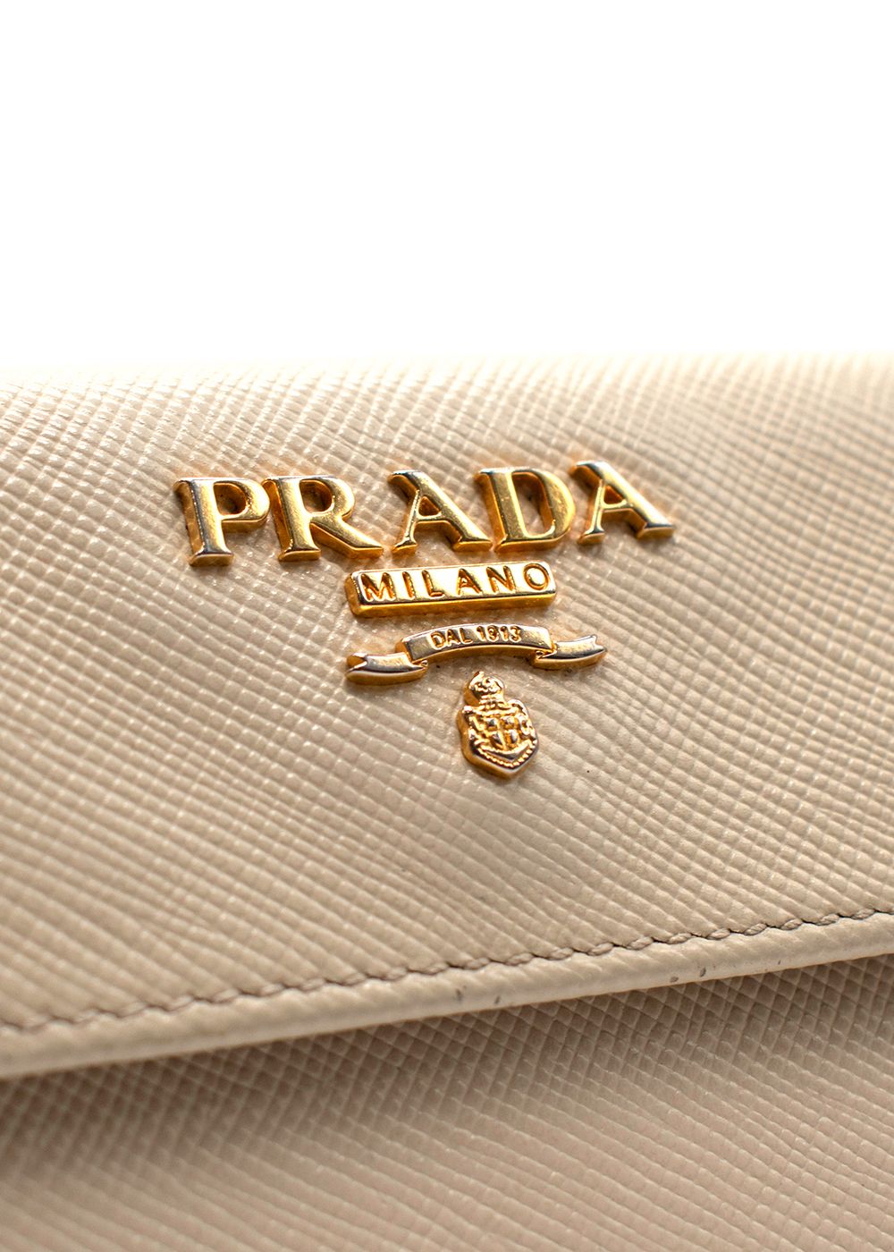 Prada Cream Saffiano Leather Card Holder