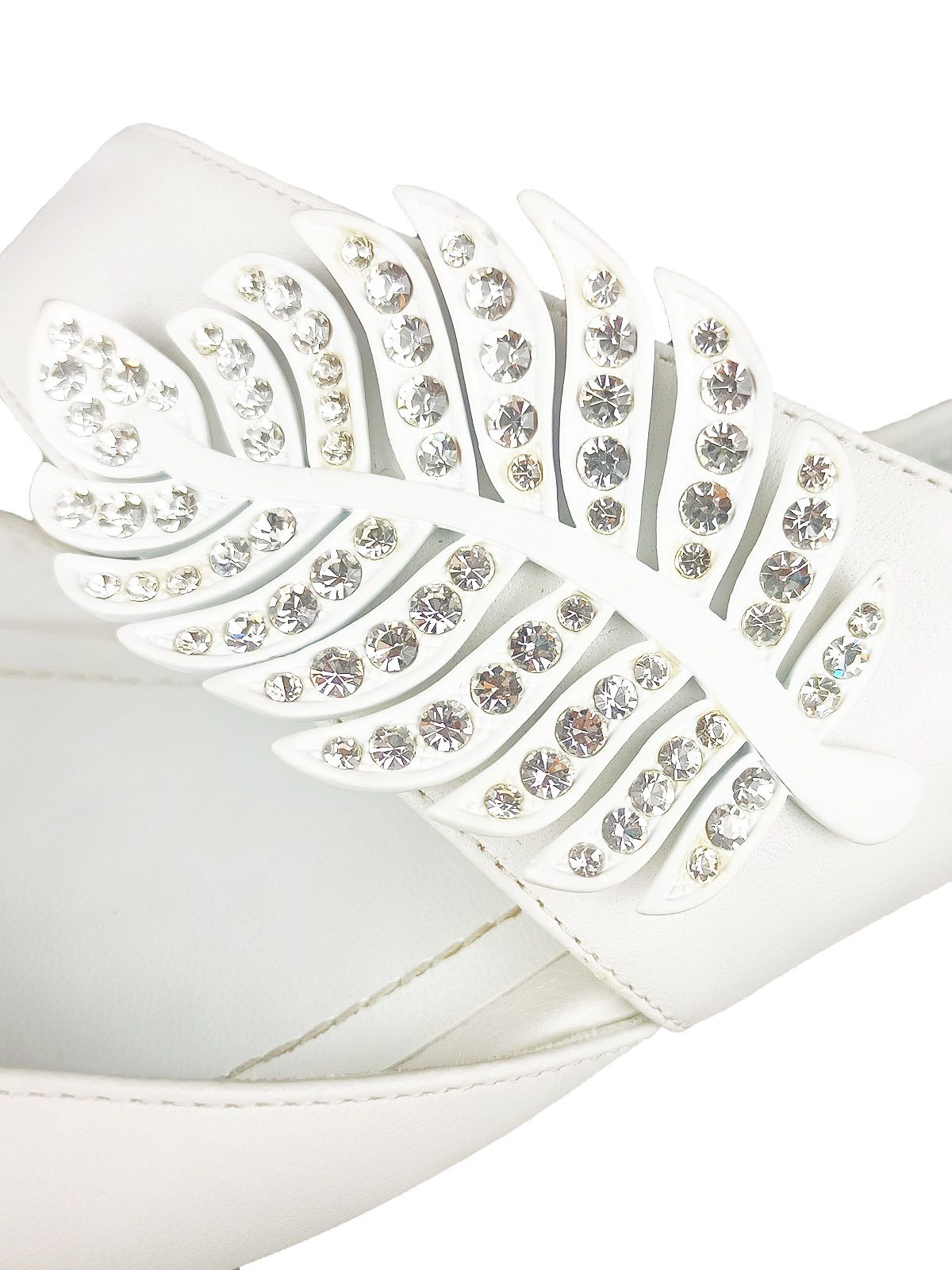 Nicholas Kirkwood White leather  crystal Monstera flat mules Size 37