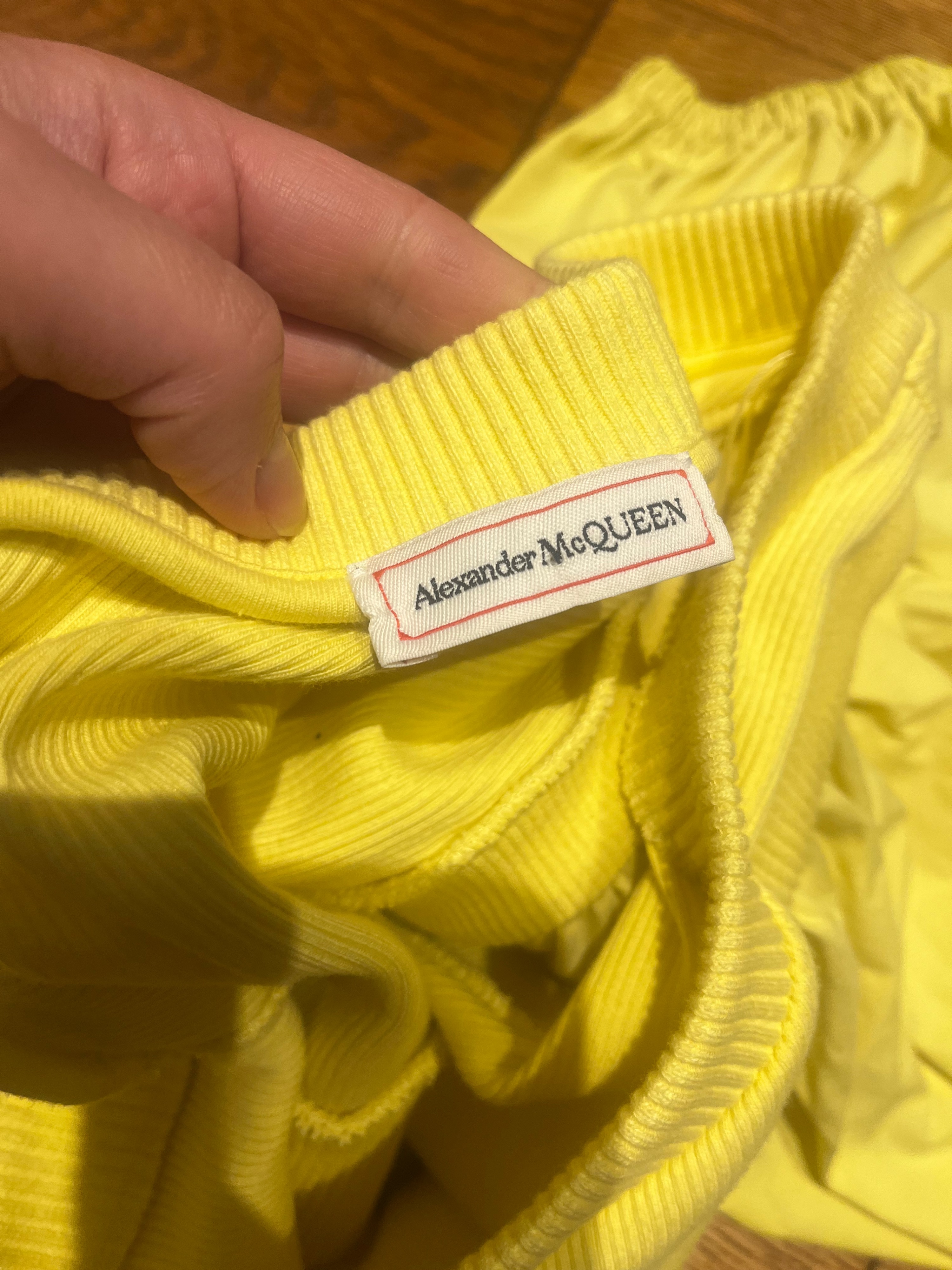 Alexander McQueen Yellow Cropped One Shoulder Top Size S cotton