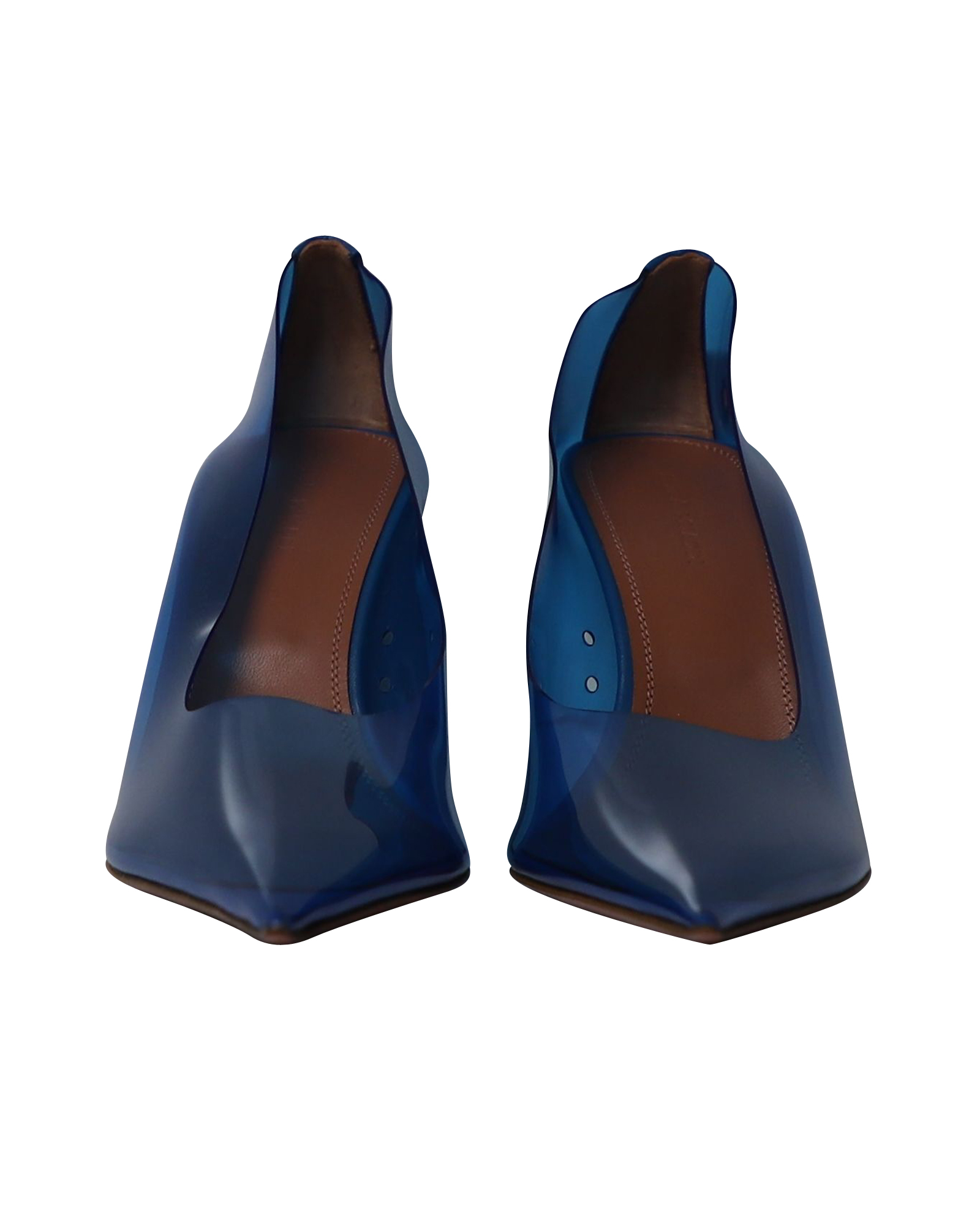 Preowned Amina Muaddi Blue PVC Ane Glass Wedge Pumps Size 395 plastic/pvc