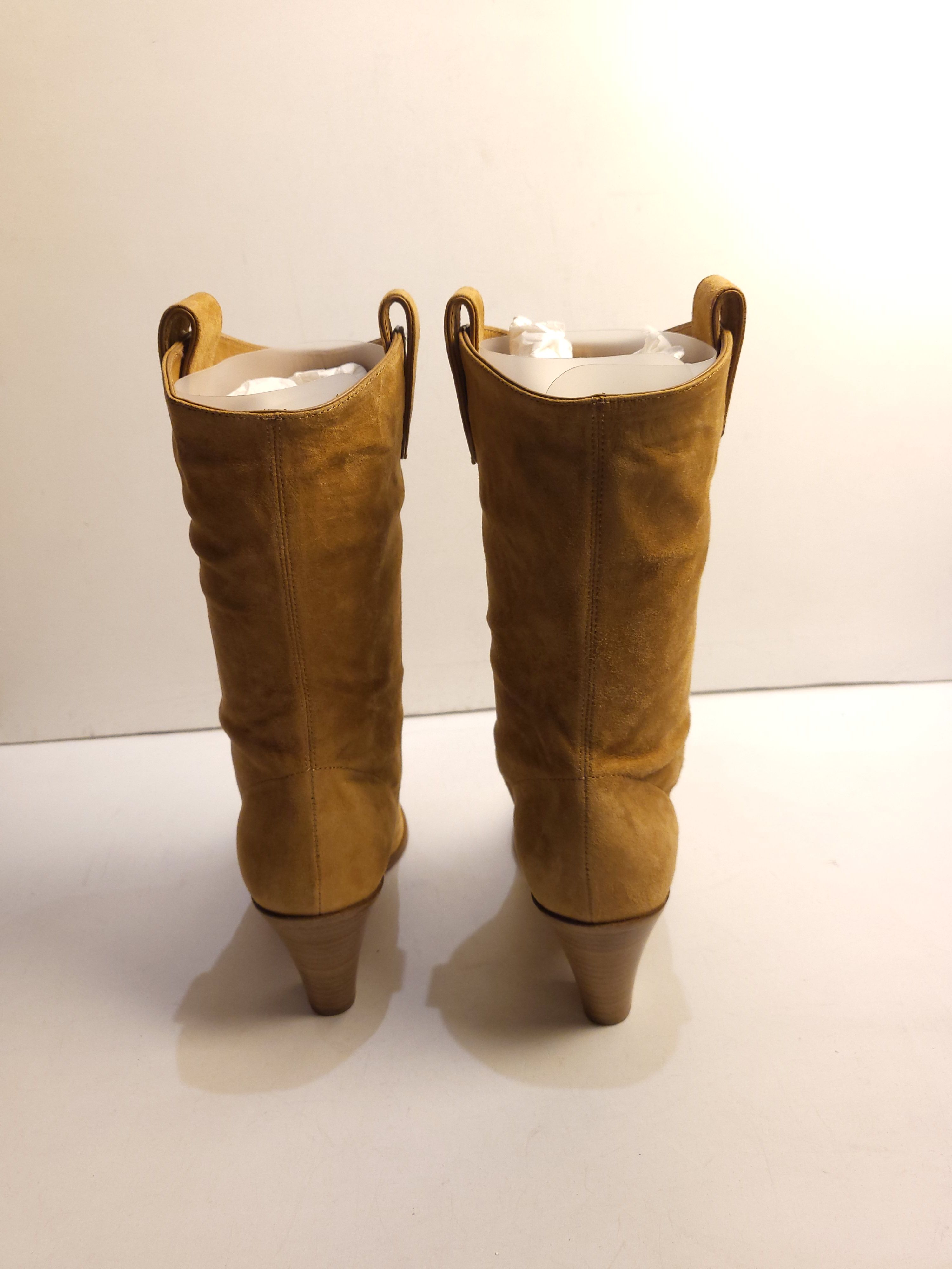 Preowned Aquazzura Tan leather point toe western heeled boots Size 37 Other