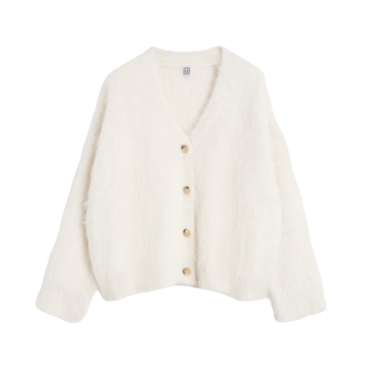 Preowned Toteme Off-White Brushed Alpaca Blend Cardigan Size M white