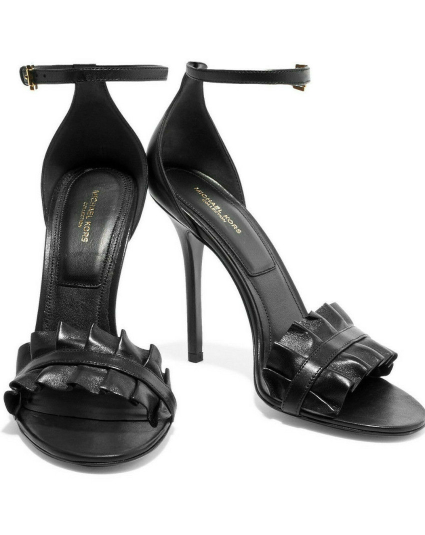 Michael Kors Collection black leather Priscilla ankle strap sandals Size 40