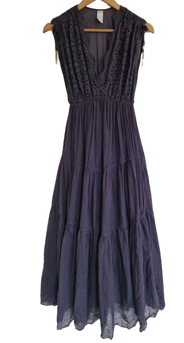 Zimmermann Navy Cotton Broderie Anglaise maxi dress Size XS