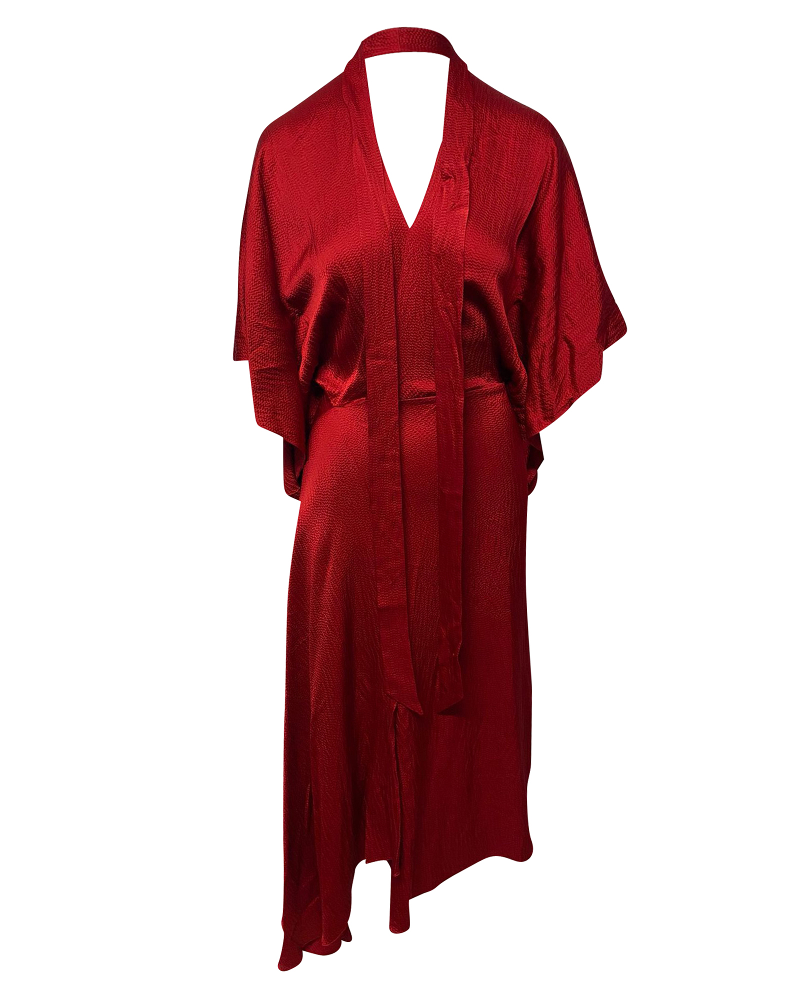 Preowned Roland Mouret Red Silk Pussy Bow Meyers Dress Size XS