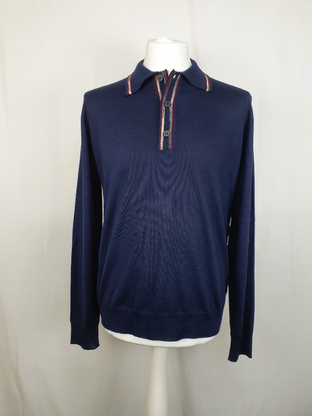 Missoni Mens Blue Long Sleeve Knit Top Size L wool