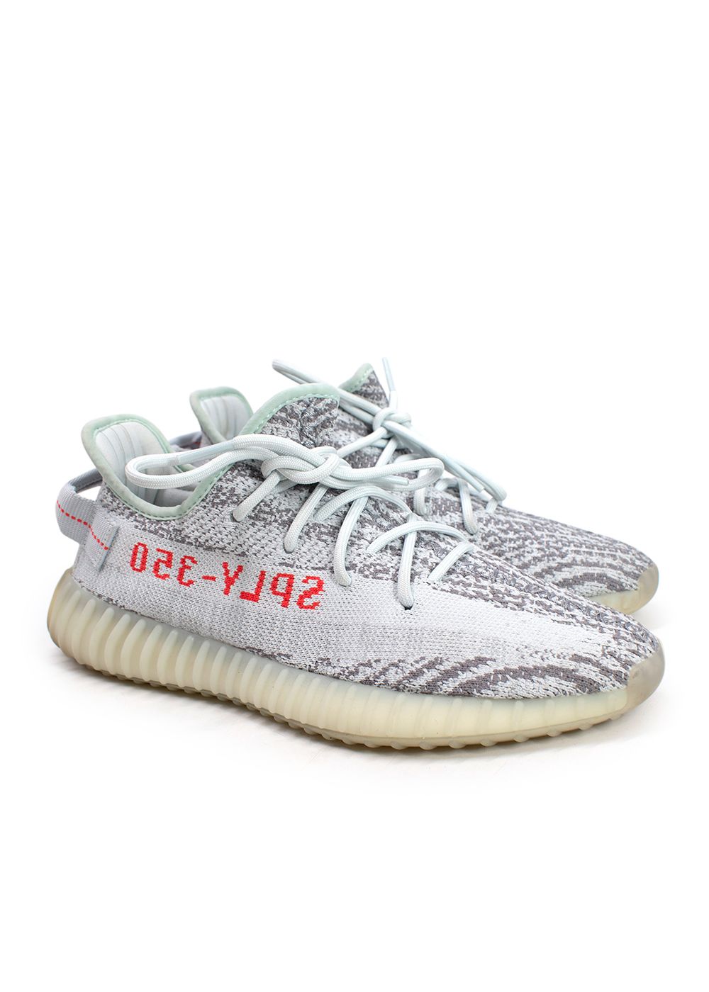 Men's Preowned Yeezy x Adidas Grey Yeezy Boost 350 V2 Sneakers Size 415 grey blue polyester