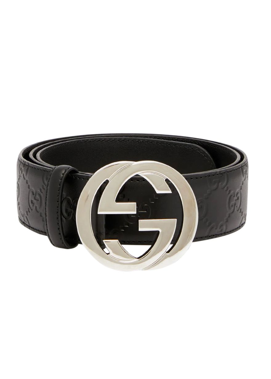 Gucci Interlocking GG Black Leather Belt