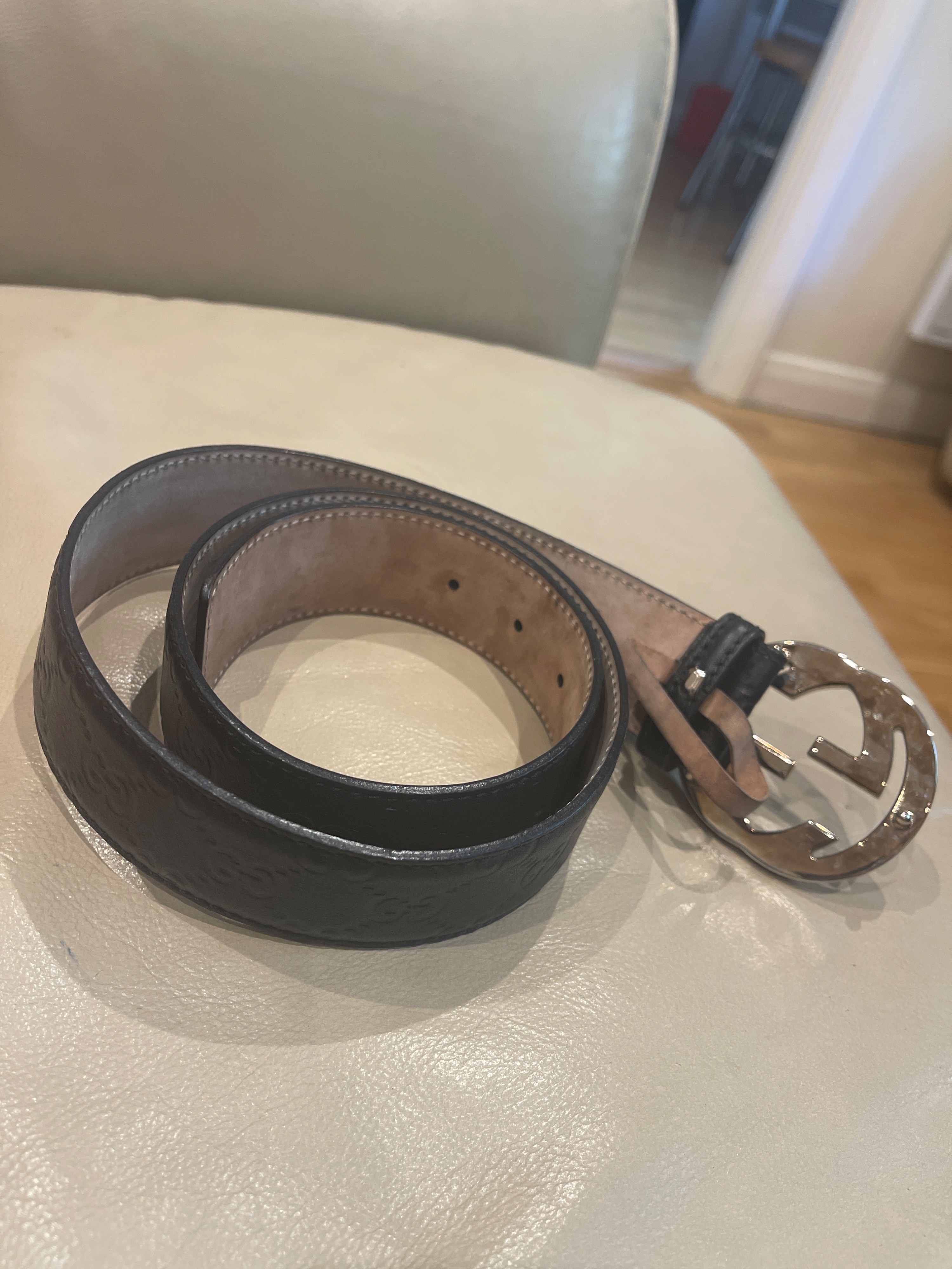 Gucci Interlocking GG Black Leather Belt