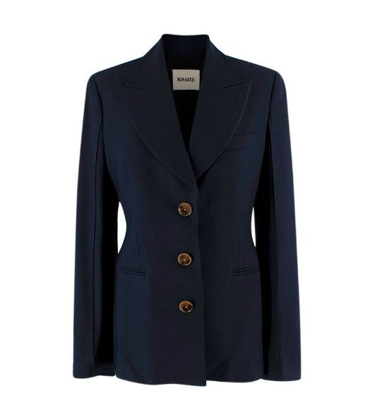 Khaite Navy Hourglass Single-Breasted Blazer Size XS viscose