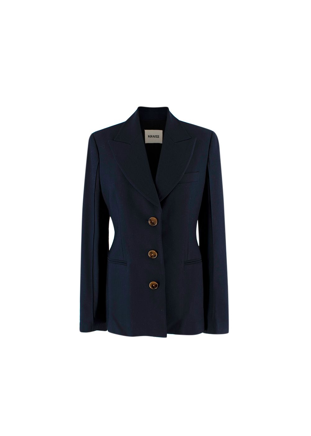 Khaite Navy Hourglass Single-Breasted Blazer Size XS viscose