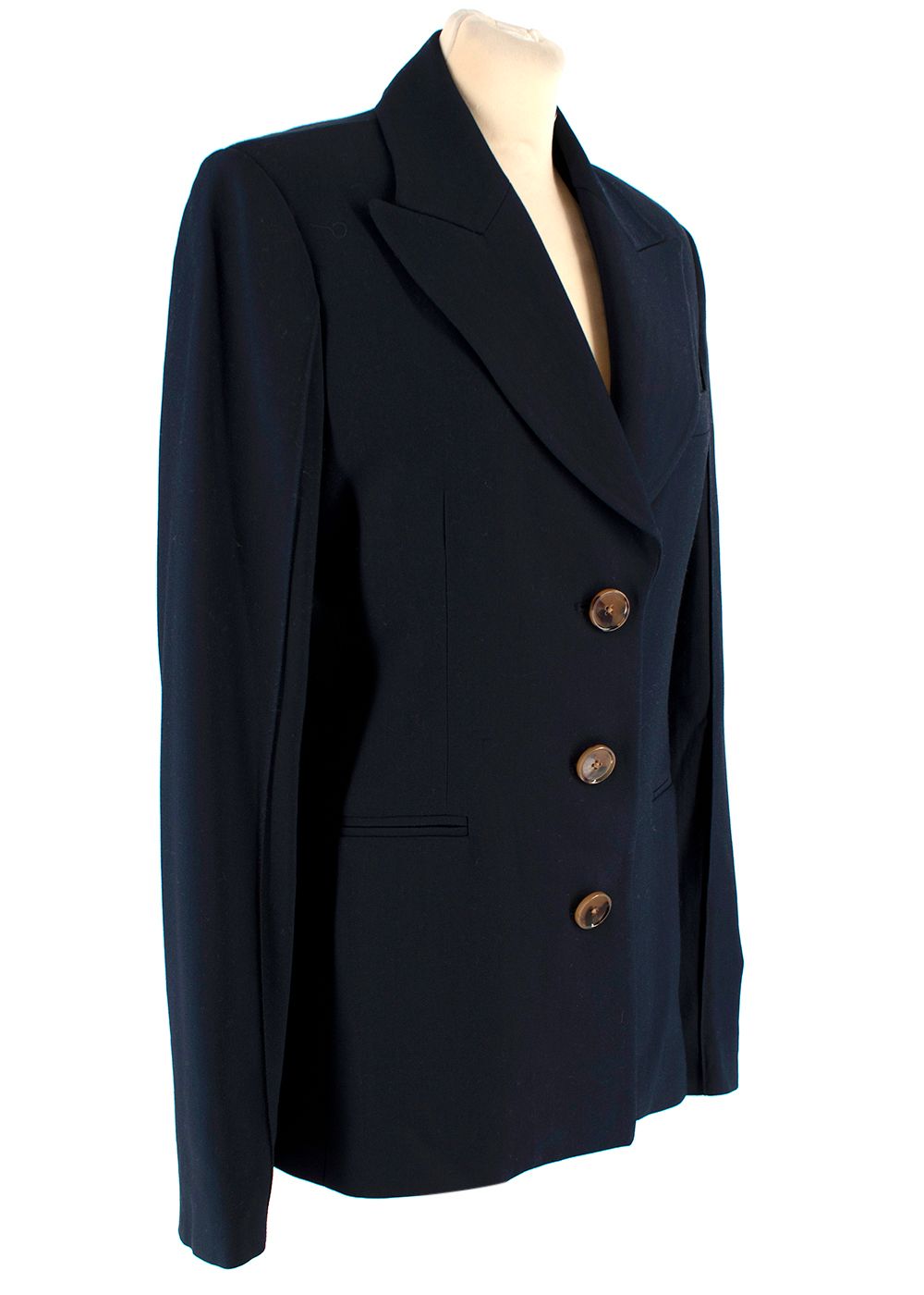 Khaite Navy Hourglass Single-Breasted Blazer Size XS viscose