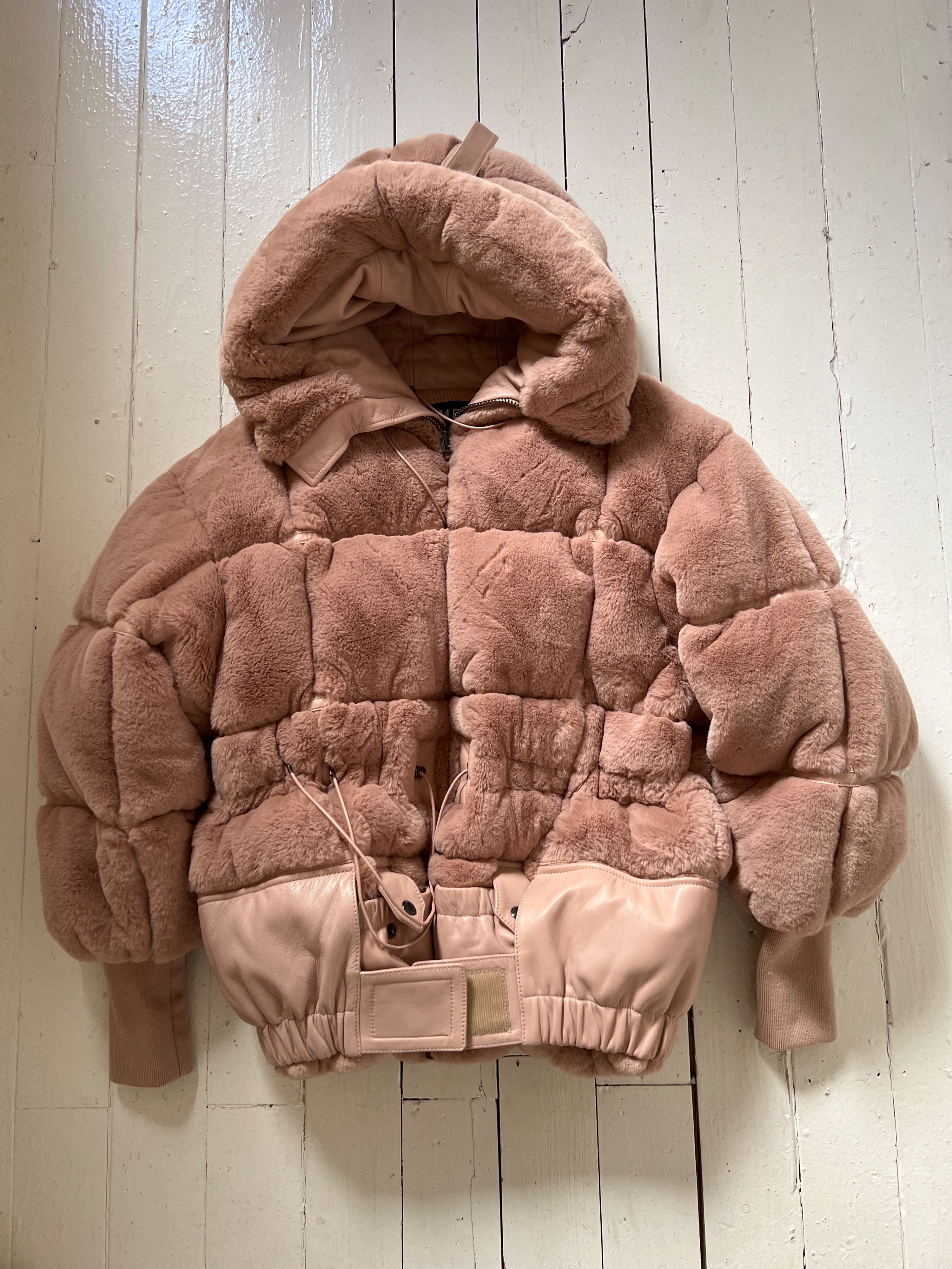 Tom Ford pink fur  leather bomber jacket Size XS