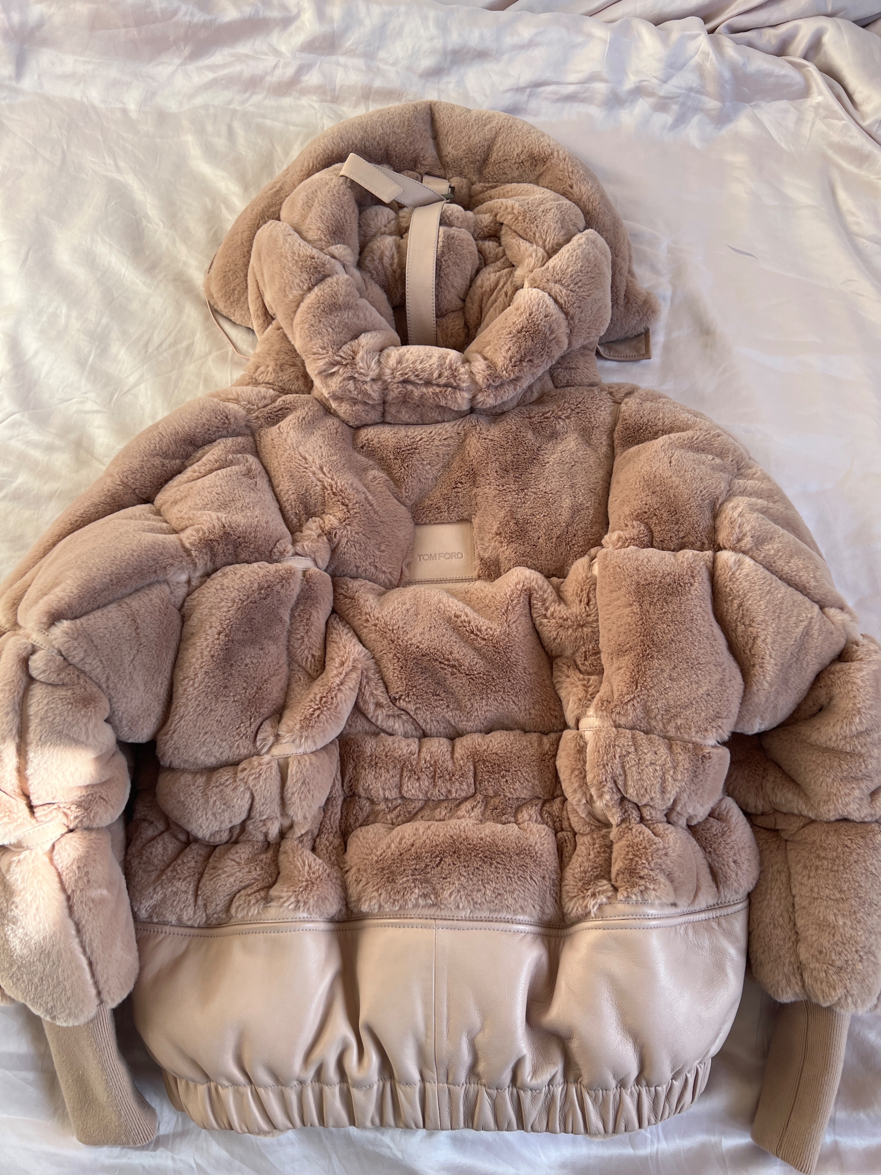 Tom Ford pink fur  leather bomber jacket Size XS